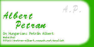 albert petran business card