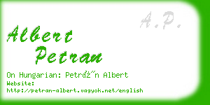 albert petran business card